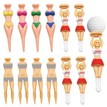 Imagem de Lukinuo Camisetas engraçadas de golfe de biquíni femininas camisetas de golfe sexy de plástico pinup, camiseta de golfe hilária feminina nua, acessórios de golfe engraçados, 12 peças para homens e