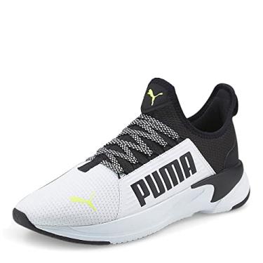 Imagem de PUMA Softride Premier Tênis de corrida masculino sem cadarço, Branco-preto-amarelo, 11.5