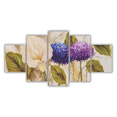 Imagem de Quadros Decorativos Mosaico MDF Floral Flores Hortênsias 115x60cm