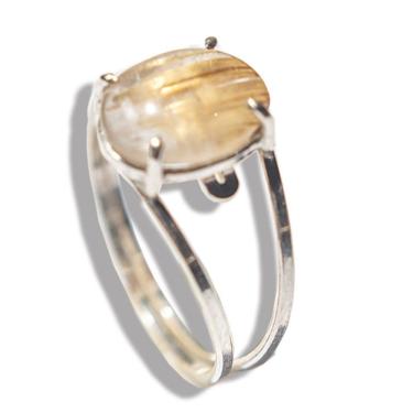 Imagem de Anel Oval Pedra Rutilo no Quartzo 10mm Prata 950 Ajustável
