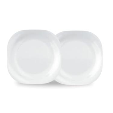 Imagem de Kit 12 Pratos Rasos Vidro Branco Temperado Grande Almoço Janta Massas Resistente Luxo Minimalista Para Mesa Posta Refeições Cozinha Casa Nova