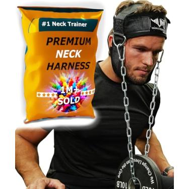 Imagem de Vikingstrength Treinador de força acolchoado para pescoço - qualidade premium para cachos e treinamento. Exercitador de cabeça para esportes e fitness, anel D + aplicativo de treino V-Strength