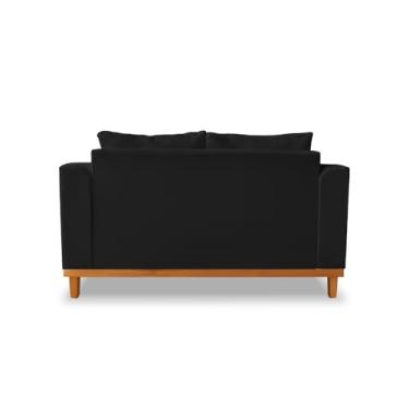 Imagem de Sofá 3 Lugares Retro Sala de Estar Beny Suede Preto Madeira Prima Deccor