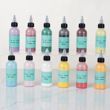 Imagem de Deouss Conjunto de 12 cores de tinta de cerâmica para argila, 60 ml, conjunto de 12 cores, cores sortidas para pintura de cerâmica e cerâmica, ideal para projetos de arte