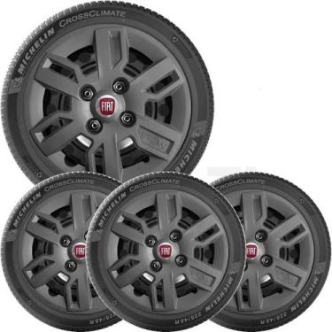 Imagem de 4x Calota Fiat Uno Way Aro 13 Grafite Emblema Original 227cb - Grid