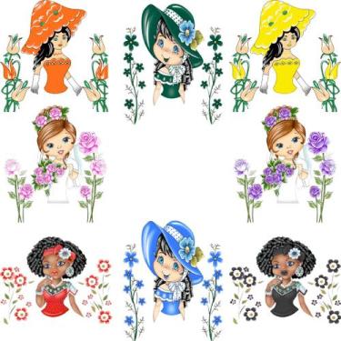 Imagem de Kit 21 Panos De Prato Bonecas Saia Croche C/Glítter Variadas - DRK