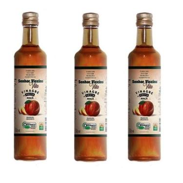 Imagem de Kit com 3 Vinagres de Maçã Orgânico 500ml - Sr. Viccino, 1,5l