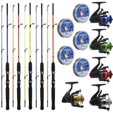 Imagem de Kit De Pesca 5 Vara 1,20m 10KG 5 Molinete e 5 Linhas  - Xingu