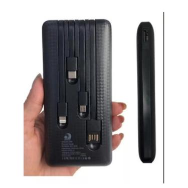 Imagem de Carregador Power Bank 10000mah 4 Cabos Universal - tomate