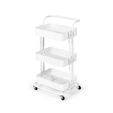 Imagem de Carrinho Multiuso Organizador 3 Prateleiras em Ferro - Branco - Magazi