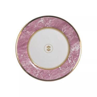 Imagem de Conjunto com 6 Pratos de Sobremesa Marble Rosa Ø21cm - Alleanza Cerâmi