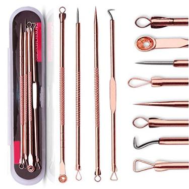 Imagem de Ferramenta de extrator de espinhas para removedor de cravos O melhor kit de remoção de acne - tratamento para manchas, estalos de espinhas, remoção de espinhas para pele do rosto do nariz sem risco com estojo (rosa, conjunto de 4 peças)