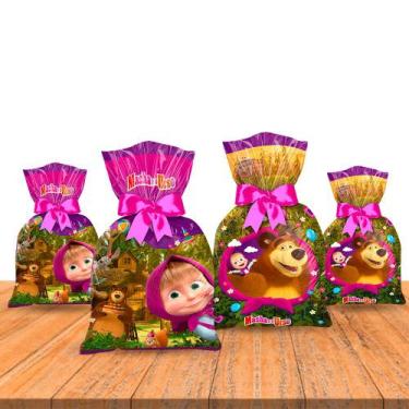 Imagem de 32 Sacolas surpresa Lembrancinhas Masha e o Urso decoração - Regina