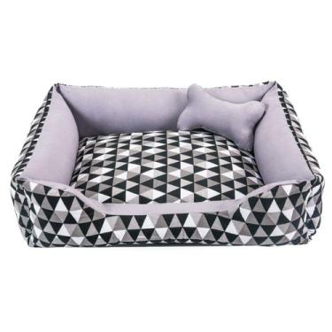Imagem de Cama para Cachorro Grande 70X55 Com Zíper Estampa Geométrico Preto Cin