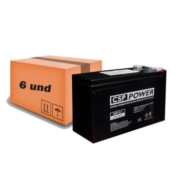 Imagem de Kit 6 Bateria A 7ah 12v Alarme Nobreak Vrla* - Csp Power