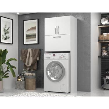 Imagem de Armário Multiuso Lavanderia 3 Portas 2 Nichos Cor Branco - Direto Sim,