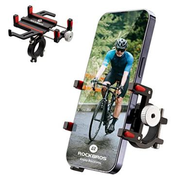 Imagem de ROCKBROS Suporte para guidão de bicicleta Suporte de celular de alumínio rotativo de 360° para bicicletas, motocicletas e bicicletas elétricas
