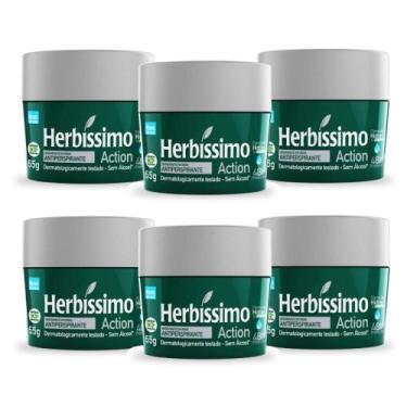 Imagem de Kit 6 desodorante creme herbissimo action antitranspirante 55g