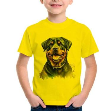 Imagem de Camiseta Infantil Cachorro Rottweiler - Foca na Moda, Amarelo, 14