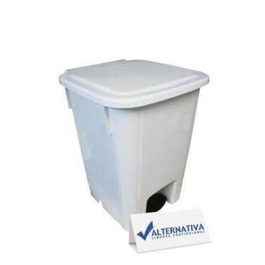 Imagem de Lixeira plastica com pedal 15lts bralimpia, BRANCA
