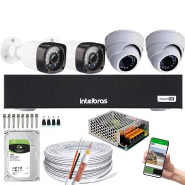 Imagem de Kit 4 Câmeras Full HD 1080p + DVR Intelbras MHDX 3004-C c/HD 1 TB