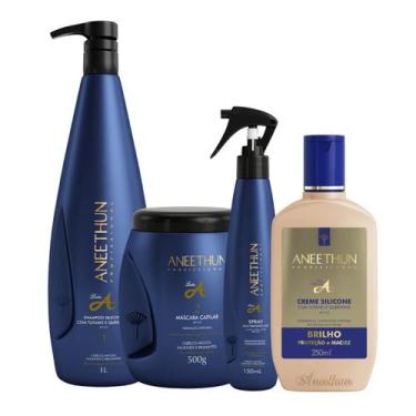 Imagem de Kit Aneethun Hidratação Linha A Shampoo 1L + Mascara 500g + Spray + Cr