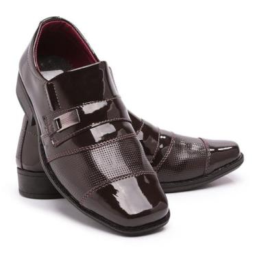 Imagem de Sapato Social Infantil Bico Quadrado Com Solado de Borracha Leve e Con