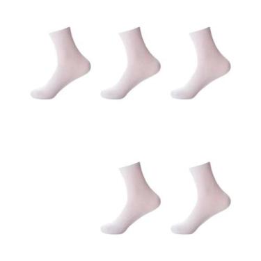 Imagem de Meias Masculinas De Algodão Casuais De Negócios 5 Pares Preto Branco C