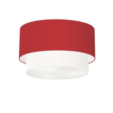 Imagem de Plafon Duplo Cilíndrico Vivare Md-3045 Cúpula Tecido 40x35cm - Bivolt,