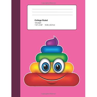 Imagem de Composition Notebook: Poop Emoji Rainbow, College Ruled Blank Lined Pink Notebook for Girls, Kids, Teens, Notes, School, Office, Work (Poo Emoji Gifts)
