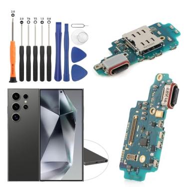 Imagem de Conector Dock para Samsung Galaxy S24 Ultra Charging Port Flex Substituição para Samsung Galaxy S24 Ultra SM-S928U SM-S928U1 Conector de placa de base de carregador USB com ferramentas (preto)