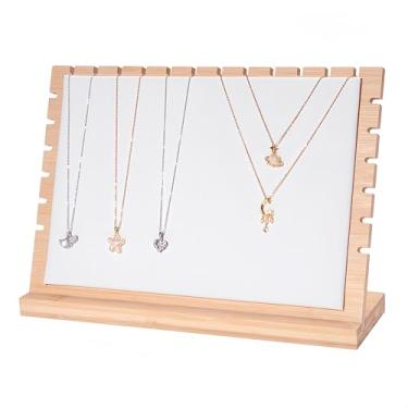 Imagem de humberboat Suporte de exibição de colar de bambu para venda, suporte de colar de corrente para exibição, organizador de joias, suporte de corrente para casa 32 x 22 cm