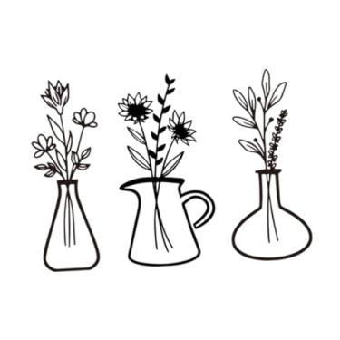 Imagem de Ｂｅｓｇａ 3 peças flores arte da parede vaso de parede pendurado decoração artesanato estátua sala estar lareira para decoração casa ornamento pendurado