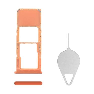 Imagem de BESJMYT Substituição para bandeja de cartão SIM Samsung Galaxy A50 (versão SIM único) Adaptador de suporte de compartimento de bandeja de cartão coral com ejetor de agulha para A50 SM-A505U SM-A505U1