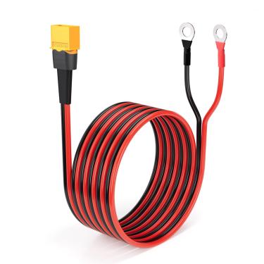 Imagem de ELFCULB Cabo terminal XT60 para anel O, cabo conector macho para anel O 12AWG XT60 com fio puro estanhado para bateria RC estação de energia portátil solar e painel solar (3 m)