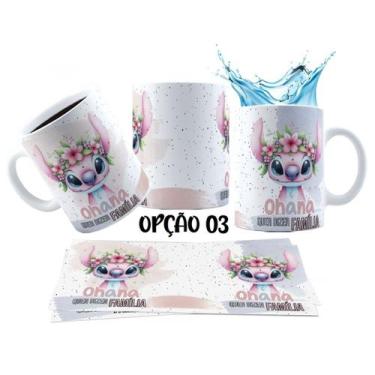 Imagem de Caneca 325ml Lilo Stitch Ohana quer dizer família Fofo - LARANJA E MIM