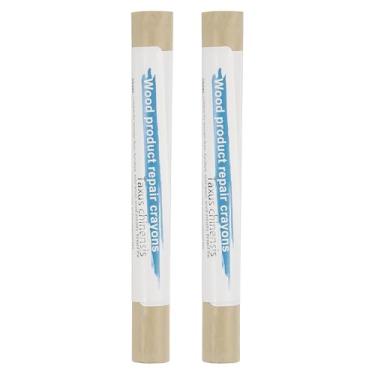 Imagem de PATIKIL Giz de cera para reparo de móveis, 2 peças de bastões de enchimento de madeira de cera de madeira para arranhões Mesas de furos de piso de madeira, amarelo