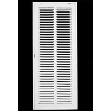 Imagem de Grade de filtro de ar de retorno de aço de 30,5 cm x 76,2 cm para filtro de 2,5 cm - dobradiça fixa - cobertura de duto HVAC - face plana estampada - branca [dimensões externas: 36 cm L x 82 5/20.3 cm