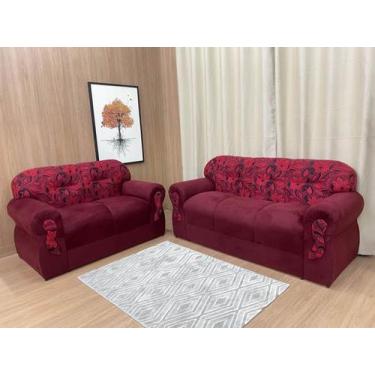 Imagem de Sofá 2 e 3 Lugares Vinho com Floral 600/426 Viena - Alpoim