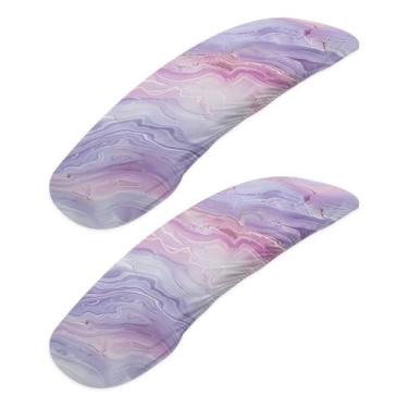 Imagem de Fiqyvagox Conjunto de 2 peças com estampa de mármore violeta, antiderrapante, para cadeira de escritório, capa para braço giratória, elástica, respirável, lavável, capa de apoio de braço para cadeira