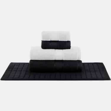 Imagem de Jogo De Toalha Banho 5 Peças Teka Premium 100% algodão (BRANCO E PRETO,COLEÇÃO DUOMO 520 G/M²)