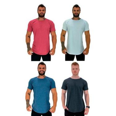 Imagem de Kit 4 Camiseta Longline MXD Conceito Slim Cores Básicas e Mescladas Li