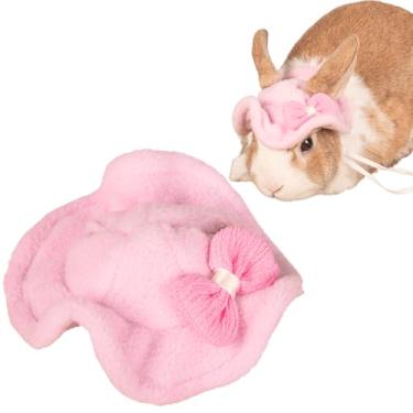 Imagem de Roupas de porquinho da índia, arnês de coelho, roupas de coelho furão com arnês de coelho de estimação e trela, mini chapéu, broche fofo para coleiras de animais pequenos (rosa)