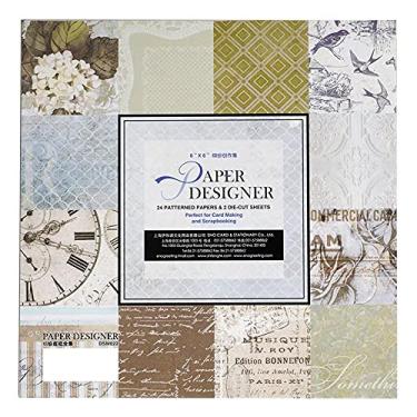 Imagem de Huralona Bloco de papel vintage para álbuns de recortes, 15 x 15 cm, 26 folhas, decorativo, origami, scrapbook, papel, suprimentos, cartolina padronizada para artesanato e presente (DSM022)