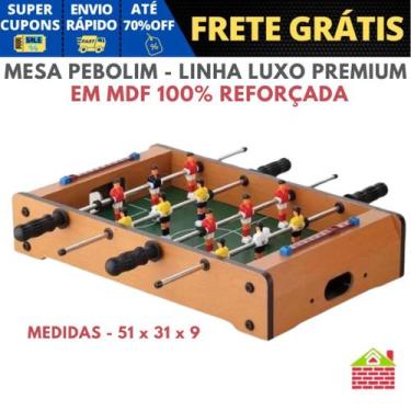 Imagem de Pebolim Jogo Totó Mini Mesa Futebol 12 Jogadores Em Madeira Premium - 