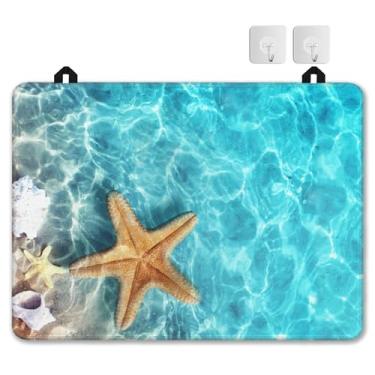 Imagem de Tampa superior de fogão para fogão elétrico, estrela do mar concha na praia, protetor de vidro de borracha natural extragrosso, evita arranhões, expande o espaço útil 71 cm x 51 cm