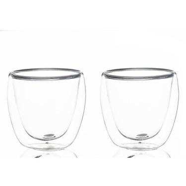 Imagem de Conjunto 2 Copos de Café Chá Parede Dupla 80ml Borossilicato - Genéric