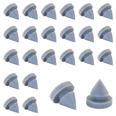 Imagem de ZZLZX 24 peças de tapetes de absorção de choque para janelas e portas Tapetes cônicos cinza com pequenos furos silenciadores de impacto de porta de metal 1,27 cm de diâmetro para molduras de metal