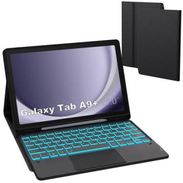 Imagem de Capa de teclado para tablet ROOFEI Galaxy Tab A9+ 11 polegadas preta