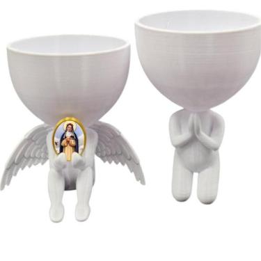 Imagem de Kit Decoração Santa Rosa de Lima Anjinho Relicario  Oração - Point da 